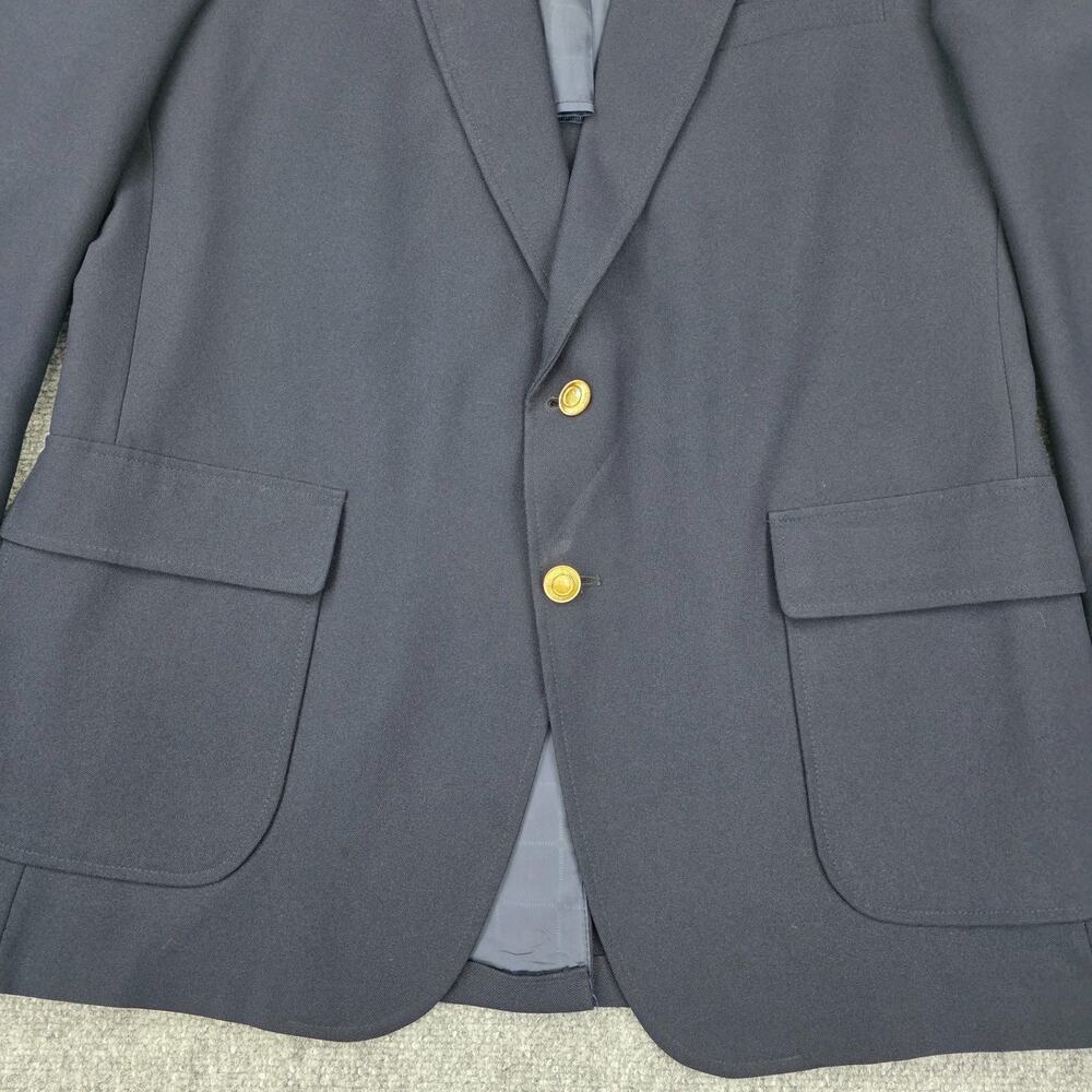 Vintage Perma-Prest Blazer Mens 46 Long Navy Gold Buttons USA Classic Collection - Picture 10 of 16